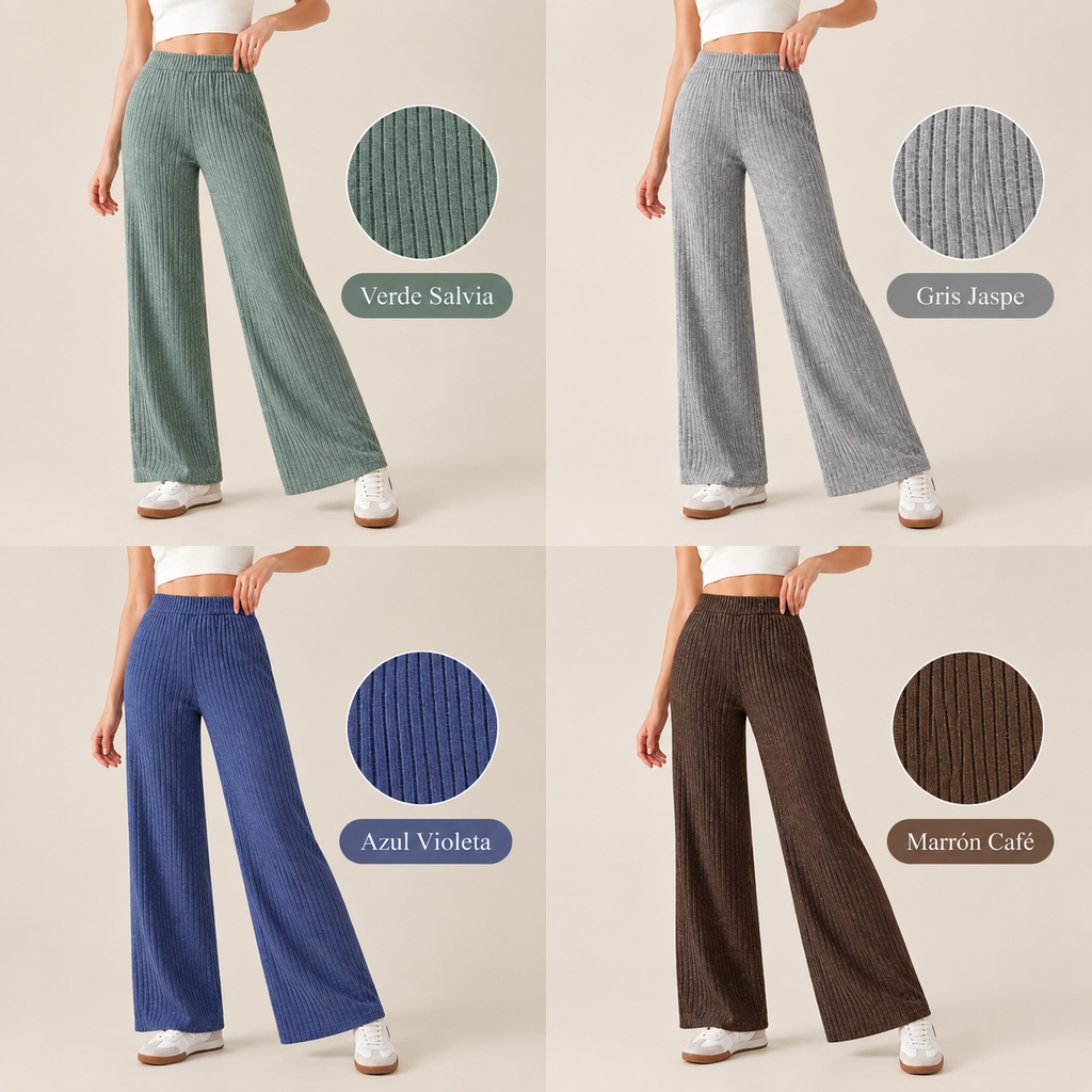 PANTALON WIDE LEG ACANALADO