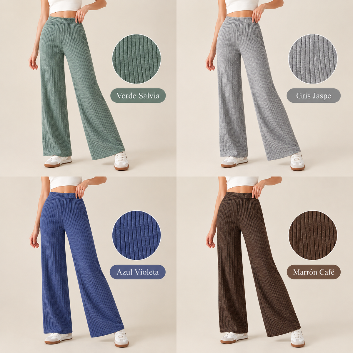 PANTALON WIDE LEG ACANALADO