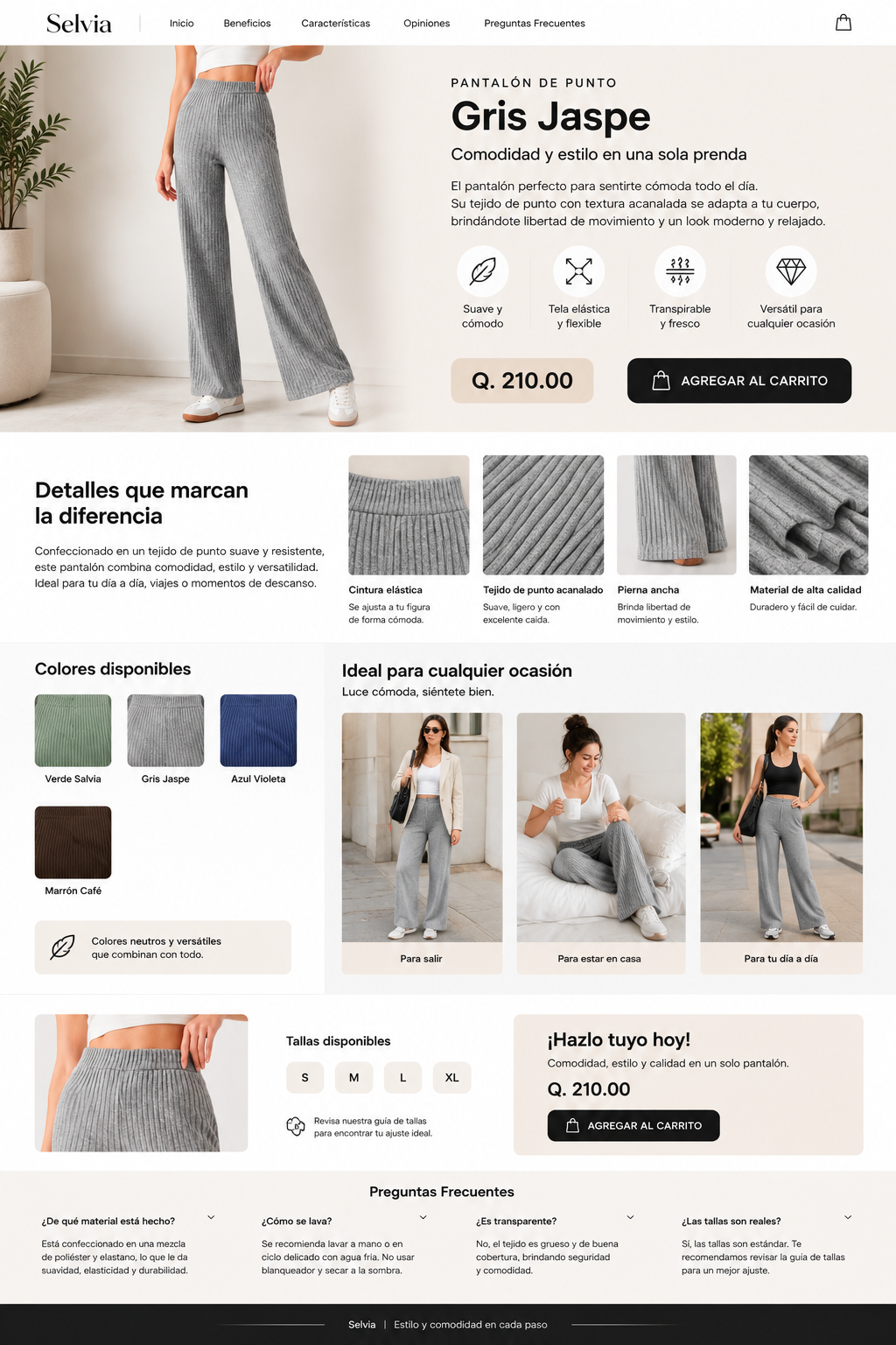 PANTALON WIDE LEG ACANALADO